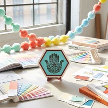 Miaju Estetik Hamsa Motifli Masaüstü Aksesuarı, Yaşam Alanlarınızda Huzurlu Bir Hava Oluşturan Modern Dekor 10X10 Cm, Turkuaz