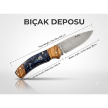 Bıçak Deposu Kolpoksoy Özel Tasarım Epoksi ve Doğal Ahşap Kabzalı Kamp/av Bıçağı 18 cm