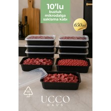 Ucco 650 ml Kapaklı Buzluk Mikrodalga Saklama Kabı - 10 Adet- Et, Kıyma, Sebze, Meyve Buzluk Buzdolabı Organizeriı