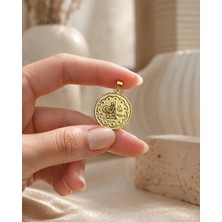 Sarezza Gold 14 Ayar Altın Osmanlı Tuğralı Para Model Kolye Ucu 1,8 cm Çaplı