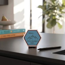 Miaju Modern Tasarımlı Babam Sırtımı Dayadığım Dağım Masaüstü Dekoru, Ev ve Ofis Dekoruna Değer Katan Anlamlı Bir Parça 10X10 Cm, Gök Mavi