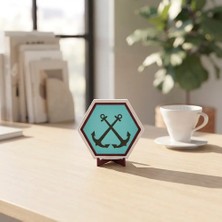 Miaju Çapraz Çapa Figürü ile Zenginleştirilmiş Masaüstü Objesi Çalışma Alanınıza Huzur Katan Modern ve Şık Tasarım 10X10 Cm, Turkuaz