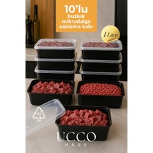 Ucco 1000 ml Kapaklı Buzluk Mikrodalga Saklama Kabı - 10 Adet- Et, Kıyma, Yemek, Salata Buzdolabı Organizeri
