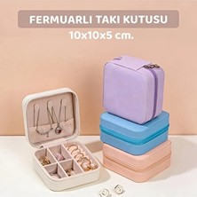 Ravéon Makyaj & Takı Organizeri Fermuarlı Suni Deri Takı Kutusu, 4 Bölmeli