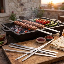 Kap Kaç Geniş Yassı Metal Adana Kebap Şişi - 50 cm