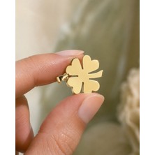 Sarezza Gold 14 Ayar Altın Dört Yapraklı Yonca Figürlü Kolye Ucu 2,4 cm Çaplı