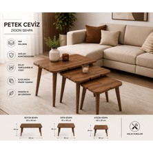 Alanya Yıldız Petek Ceviz Zigon Sehpa Takımı (3’lü)