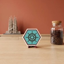 Miaju Estetik Gemi Dümeni Motifli Masaüstü Aksesuarı Minimalist Tarzınıza Uygun Modern, Şık ve Özgün Bir Dekor 10X10 Cm, Turkuaz