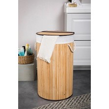Ravéon Çamaşır Sepeti Pratik ve Şık Katlanabilir Oval Banyo Bambu