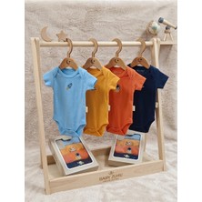 Baby Zuhu 4'lü ( 0-12 Ay ) % 100 Pamuk Nakışlı Bebek Body Zıbın