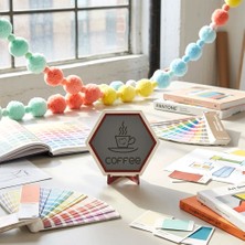 Miaju Coffee Temalı Masaüstü Süsü Yaşam Alanlarınıza Kahve Keyfi ve Modern Bir Hava Katan Estetik Dekoratif Obje 10X10 Cm, Kül Gri