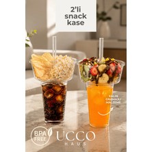 Ucco 2'li Snack Kaseli Pet Bardak Seti 4 Parça| İçecek & Atıştırmalık Sunum Bardağı | 500 ml Bardak