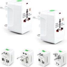 Frefly Store 2 Adet 150 Ülke Universal Seyahat Adaptörü Çok Amaçlı Priz Dönüştürücü USB Girişli Uk Eu Us Au Fiş Çevirici Akım Korumalı Taşınabilir Dünya Tipi Travel Adaptör