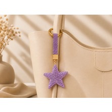 Kumru Studio Mor Yıldız Taşlı Luxury Çanta Charmı – Mor Kristal Bag Charm