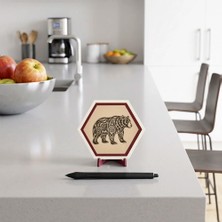 Miaju Sanatsal Ayı Figürlü Dekoratif Masaüstü Dekoru, Ev ve Ofisiniz Için Modern, Zarif ve Karakterli Bir Tasarım 10X10 Cm, Pudra