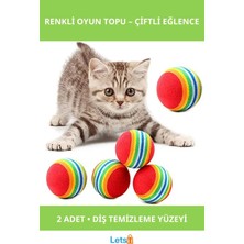 Empressco 2 Adet Gökkuşağı Renkli Kedi Köpek Oyun Topu 4,2 cm