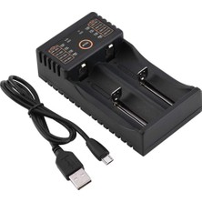 Teknohediyem Teknohediye Powermaster - Akıllı 2'li Pil Şarj Cihazı | 18650 El Feneri Pili 14500 16340 Li-Ion Imr- USB Pil Şarj Aleti -Led Göstergeli Universal Hızlı Şarj Cihazı Aparatı