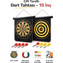 Empressco 15 Inç Çift Taraflı Manyetik Dart Tahtası Seti – 6 Manyetik Dart Oku ile Güvenli & Eğlenceli Oyun