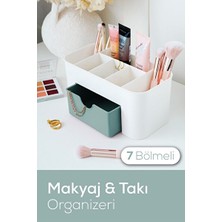 Ravéon Makyaj & Takı Organizeri Mint Renkli Yedi Bölmeli Çekmeceli Makyaj ve Takı Organizeri