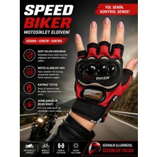 SPEED BİKER Motor Sürüşü İçin Kısa Parmak Eldiven - Renk: Kırmızı Beden: M