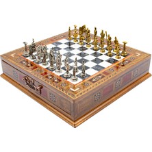 Zero Land Shophnrl Saklamalı Satranç Roma Oymalı SC38S - 32CM, Siyah Tahta - SC32S