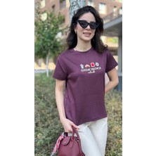 Leilaa Modal Kumaş Işlemeli Midi Boy T-Shirt
