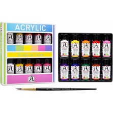 Frefly Store Mona Lisa Akrilik Boya Seti 10 Renk 40 Ml. Tuval, Ahşap, Taş, Seramik ve Hobi Boyama Için Yoğun Pigmentli Sanat Boyası Fırça Hediyeli Plastik Şişe 10LU Set