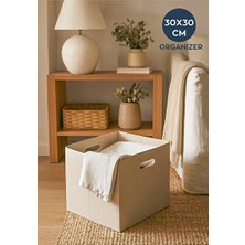 Ravéon Sepet Krem Renkli Çok Amaçlı Keçe Organizer, Dolap Içi Düzenleyici, 30X30 cm