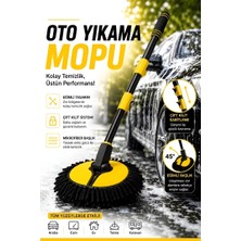 Nobera Profesyonel Eğimli Teleskopik Mikrofiber Bezli Araç Yıkama Fırçası - 3 Kademeli 102 cm Lüx Oto Yıkama Mopu Paspası (360° Döner Başlıklı)