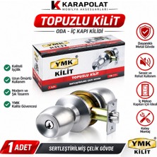 Karapolat Ymk Topuzlu Kapı Kilidi Oda Iç Kapı Kilidi Saten Nikel Çelik Gövde Anahtarlı Topuz Kilit