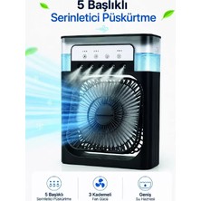 Midas Toptan Home Püskürtmeli Masaüstü Fan 5 Başlıklı Serinletici, 600 ml Su Haznesi, 3 Kademe Fan, Type-C Bağlantı