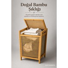 Ravéon Çamaşır Sepeti Doğal Bambu Kapaklı Kirli , Çıkarılabilir Kumaş Torba ile