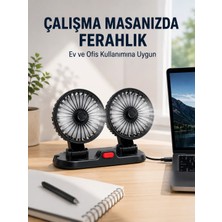 Epilons Araç ve Ev Kullanımına Uygun Çift Başlıklı Masaüstü Vantilatör
