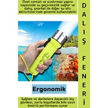 Ravéon Dalış Aksesuarı Yüksek Lümenli LED Su Altı Feneri, Parlak ve Dayanıklı Tasarım