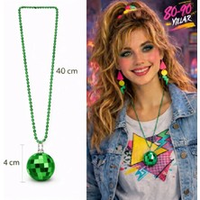 Empressco Retro Disko Topu Şekilli 80'ler 90'lar Yeşil Renk Plastik Kolye