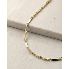 Sarezza Gold 14 Ayar Altın Aynalı Singapur Model Zincir Kolye 50 cm