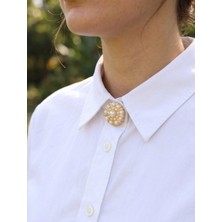 Clariss Vintage Model Gold Renk Düğme Veya Manşet Broşu