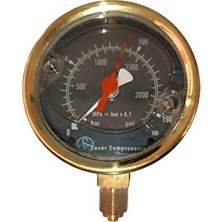 Ravéon Regülatör Sauer Compressors Pirinç Gövdeli Manometre, Hassas Basınç Ölçüm Aracı