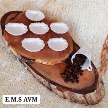 Empressco 6 Adet Beyaz Istiridye Kahve Yanı Sunumluk Şekerlik Lokumluk Ikramlık Uzunluk: 7 cm En: 5 Cm.