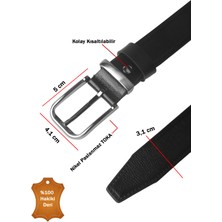 Rizzup Siyah %100 Hakiki Deri Ince Erkek Kemer Kolay Kısaltılabilir Spor & Klasik Kemer 2602677