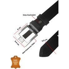 Rizzup Siyah %100 Hakiki Deri Erkek Kemer – Kalın Dilli Kolay Kısaltılabilir Spor Kemer 2602685