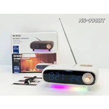 Ravéon Nostaljik Radyo Renkli Işık ve Dijital Saatli Bluetooth Hoparlör, Fm Radyo Özelliği