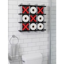 Nokta Labs Xox Tasarımlı Tuvalet Kağıdı Rafı - Banyo Dekoratif - Tic-Tac-Toe Toilet Paper Holder
