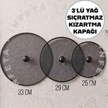 İnfeta 3'lü 25CM-29CM-33CM Yağ Sıçratmaz Kapak-Üstten Tutmalı Koruyucu Kızartma Kapağı Hava Alan Tencere Tava Kapağı Metal Çerçeveli