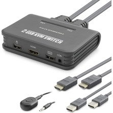 Skygo HDMI USB Kvm Switch 2 Port HDMI 2 Port USB Dahili Kablolu - Siyah HDX1361