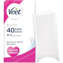 Astraltech Veet Pure Hipoalerjenik Ağda Bandı, Bacak ve Vücut Bölgesi 40'lı Süper Fırsat Paketi