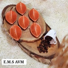 Empressco 6 Adet Bakır Renk Yaprak Desen Kahve Yanı Sunumluk Lokumluk Ikramlık En: 6 cm Uzunluk: 9 cm