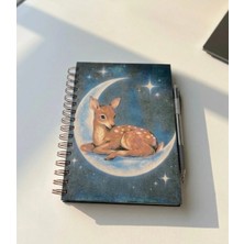 Giala Paperwork Gıala Moon Deer A5 Spiralli Sert Kapak Çizgili Defter 100 Yaprak 90 gr Ivory