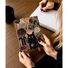 Giala Paperwork Gıala Mystic Cat A5 Spiralli Sert Kapak Çizgili Defter 100 Yaprak 90 gr Ivory