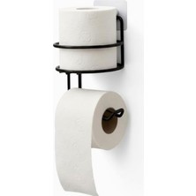 Astraltech Orret Home Yapışkanlı Tuvalet Kağıtlığı – Mat Siyah Metal Tuvalet Kağıt Tutacağı ve Yedek Standı, D